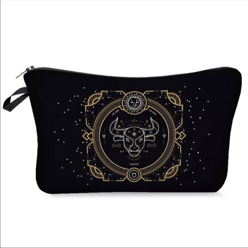 Cosmetic Bag Zodiac ARIES black and gold plus 1 mystery item 4 poly mailers